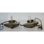 A pair of brass lights Condition Report: Available upon request