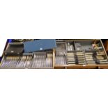 A lot comprising two cutlery drawers of cutlery, a cased carving set and a cased set of knives