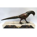 A French Art Deco figure of a pheasant, upon onyx and marble base Condition Report: Available upon