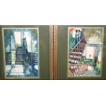 BRYAN EVANS Couple embracing on a staircase and another, print, 27 x 18cm (2) Condition Report: