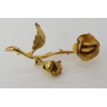 An Italian 18ct gold rose brooch, length 5cm, weight 6.5gms Condition Report: Available upon
