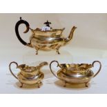 A three piece silver tea service, Birmingham 1933, 926gms (3) Condition Report: Available upon