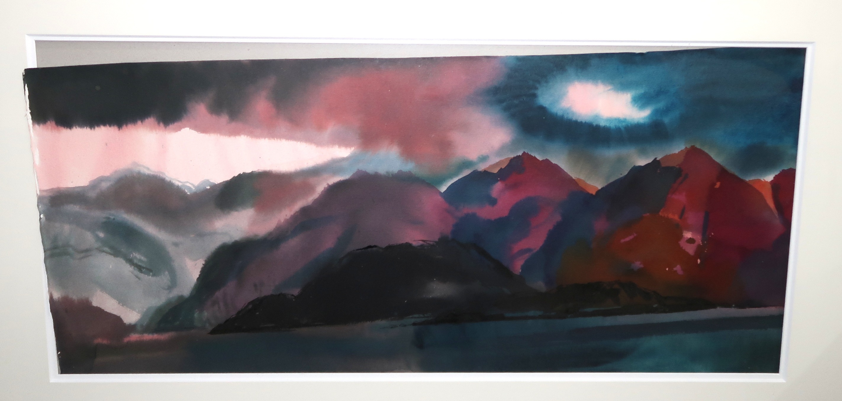 TOM H SHANKS RSW, RGI, PAI Mountainous landscape, watercolour, 35 x 76cm Condition Report: Available