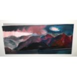 TOM H SHANKS RSW, RGI, PAI Mountainous landscape, watercolour, 35 x 76cm Condition Report: Available