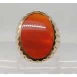 A 9ct gold carnelian set ring, size Q1/2, weight 6gms Condition Report: Available upon request
