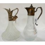 A lot comprising two EP and glass claret jugs Condition Report: Available upon request