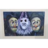 ERIC HARGREAVES Carnival Masks, signed, gouache, 33 x 52cm Condition Report: Available upon request