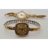 A ladies 9ct gold Swiss watch, together with a 9ct gold Genex ladies watch head with gold plated
