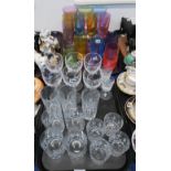 A collection of coloured glasses, marked Bohemia and assorted other glassware Condition Report: