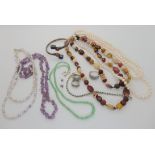 A collection of gemstone beads, cultured pearls etc Condition Report: No condition report