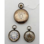 A lot comprising a silver cased Waltham pocket watch and two ladies silver fob watches (3) Condition