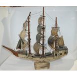 A horn model of a ship, 60cm wide Condition Report: Available upon request