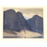 E L LAWRENSON The Sogne Fjord, signed, woodcut, no ,19, 32 x 41cm Condition Report: Available upon