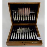 A cased thirty six piece EP and mother of pearl dessert cutlery set Condition Report: Available upon