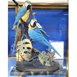 A Border Fine Arts sculpture of Blue and Gold Macaws, no 55 of 950, with certificate Condition