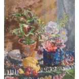 •MARY NICOL NEILL ARMOUR RSA, RSW (SCOTTISH 1902-2000) SUNNY STILL LIFE Pastel, signed and dated