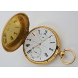 AN 18CT GOLD FULL HUNTER POCKET WATCH both the dial and the mechanism are signed James Motion