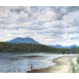 •HUGH CAMERON WILSON (SCOTTISH 1885-1952) THE GARELOCH AT SHANDON, EVENING Oil on canvas, signed,