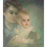 •ELIZABETH MARY WATT (SCOTTISH 1886-1954) MOTHER AND CHILD Oil on canvas, signed, 46 x 40.5cm (18