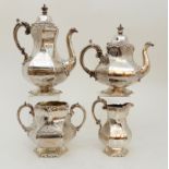 A VICTORIAN SILVER FOUR-PIECE TEA AND COFFEE SERVICE by John Angell II and George Angel, London