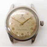 A GENTS VINTAGE TUDOR OYSTER WATCH HEAD with a cream coloured dial, gold coloured hands, dot and