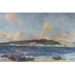 •WILLIAM ARMOUR RSA, RSW, RGI (SCOTTISH 1903-1979) KINTYRE COAST FROM ARRAN Oil on canvas, signed,