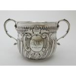 LATE VICTORIAN SILVER PORRINGER unclear maker's marks, London 1896 of classic form with gadrooned