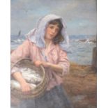 •JOHN MCGHIE (SCOTTISH 1867-1952) FISHER GIRL Oil on canvas, signed, 76 x 63cm (30 x 25")