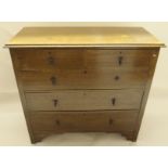 AN OAK CHEST OF DRAWERS with two over three drawers, 107cm wide Estate of Alasdair Gray Condition