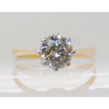 AN 18CT GOLD AND PLATINUM SOLITAIRE DIAMOND RING set with estimated approx 0.80ct brilliant cut