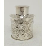 AN EDWARDIAN SILVER TEA CADDY by Elkington & Co., Birmingham 1904, of cylindrical form with