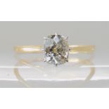 AN 18CT GOLD AND PLATINUM OLD CUSHION CUT DIAMOND RING the diamond is estimated approx 0.65cts,