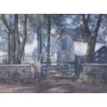 NORMAN M MACDOUGALL (SCOTTISH 1852-1939) FARM IN DAPPLED SUNLIGHT Watercolour, signed, 44 x 58cm (17
