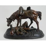 AFTER PAUL LOUIS EMILE LOISEAU-ROUSSEAU (FRANCE 1861-1927) a patinated spelter figure of a horse,