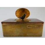 A SWISS/GERMAN RECTANGULAR SINGING BIRD MUSIC BOX early 20th Century with plain sliding lever to