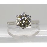 A PLATINUM DIAMOND SOLITAIRE RING of estimated approx 1.5cts in classic six claw setting, (