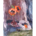•MARY NICOL NEILL ARMOUR RSA, RSW (SCOTTISH 1902-2000) TWO RED POPPIES Oil on canvas, signed and