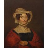 SCOTTISH SCHOOL (19TH CENTURY) PORTRAIT OF A LADY WITH A LACE BONNET Oil on canvas, 76 x 64cm (30