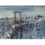 •DAVID DONALDSON RSA, RP, RGI, LLD (SCOTTISH 1916- 1996) BROKEN BRIDGE, BALMAHA Pastel and