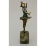 AN ART DECO COLD PAINTED FIGURE OF A DANCER upon onyx base, 23cm high Condition Report: Available