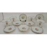 A GEORGE GRAINGER WORCESTER SEMI-PORCELAIN DESSERT SET WITH BOTANICAL DECORATION comprising eight