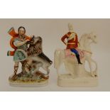 A STAFFORDSHIRE FLATBACK OF DANIEL AND THE LION 31cm high, together with another of King Edward,