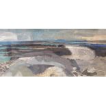 TOM H SHANKS RSW, RGI, PAI (SCOTTISH 1921-2020) ORONSAY SHORE Gouache, signed, 53 x 119cm (21 x 47")