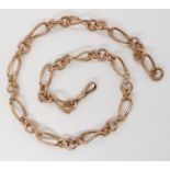 A 9CT ROSE GOLD FANCY FOB CHAIN length 45cm, length of long links approx 1.9cm, weight 50.9gms