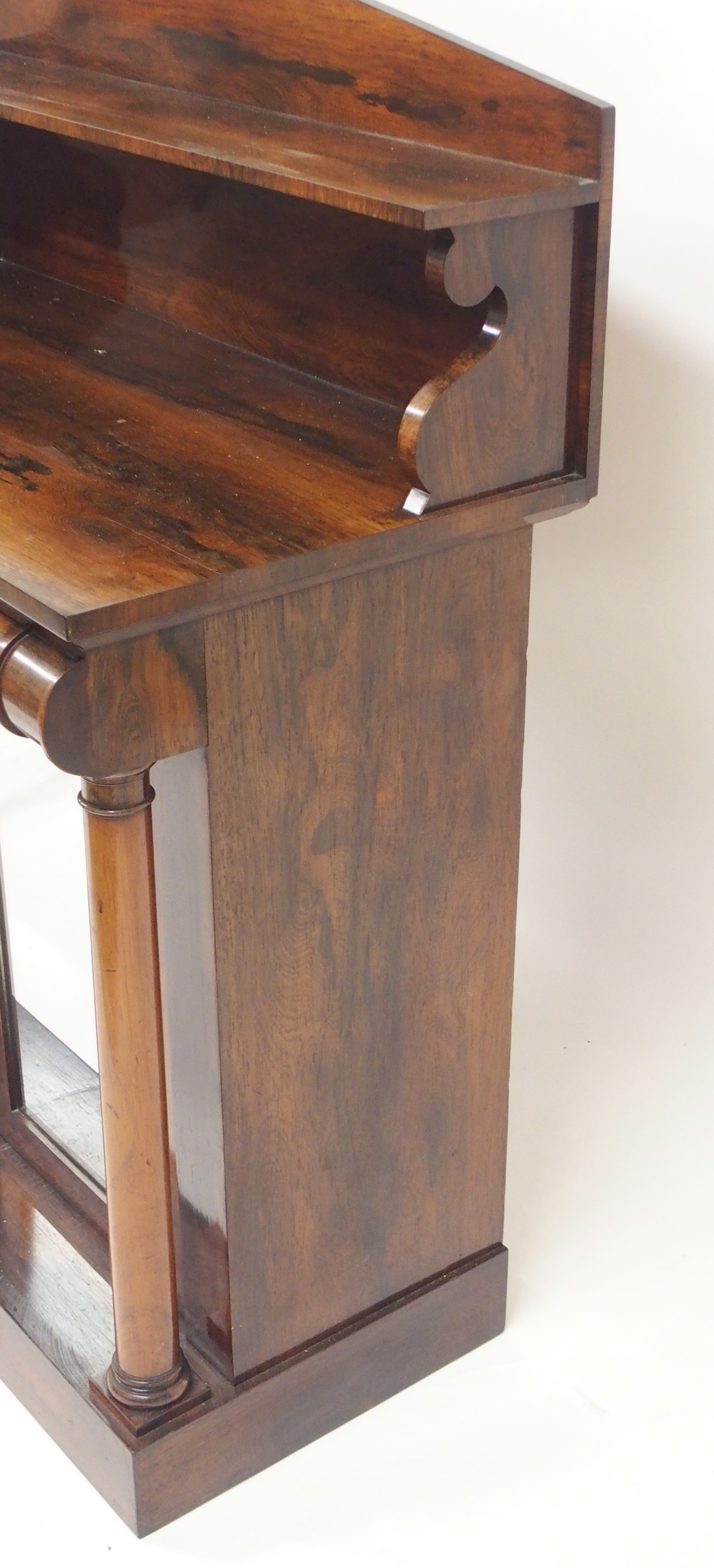 A VICTORIAN ROSEWOOD CHIFFONIER the shelf back above a curved drawer and a pair of mirrored doors, - Image 4 of 6