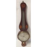 A GEORGE III MAHOGANY WHEEL BAROMETER AND THERMOMETER inscribed to Jones Birmingham, with inlaid