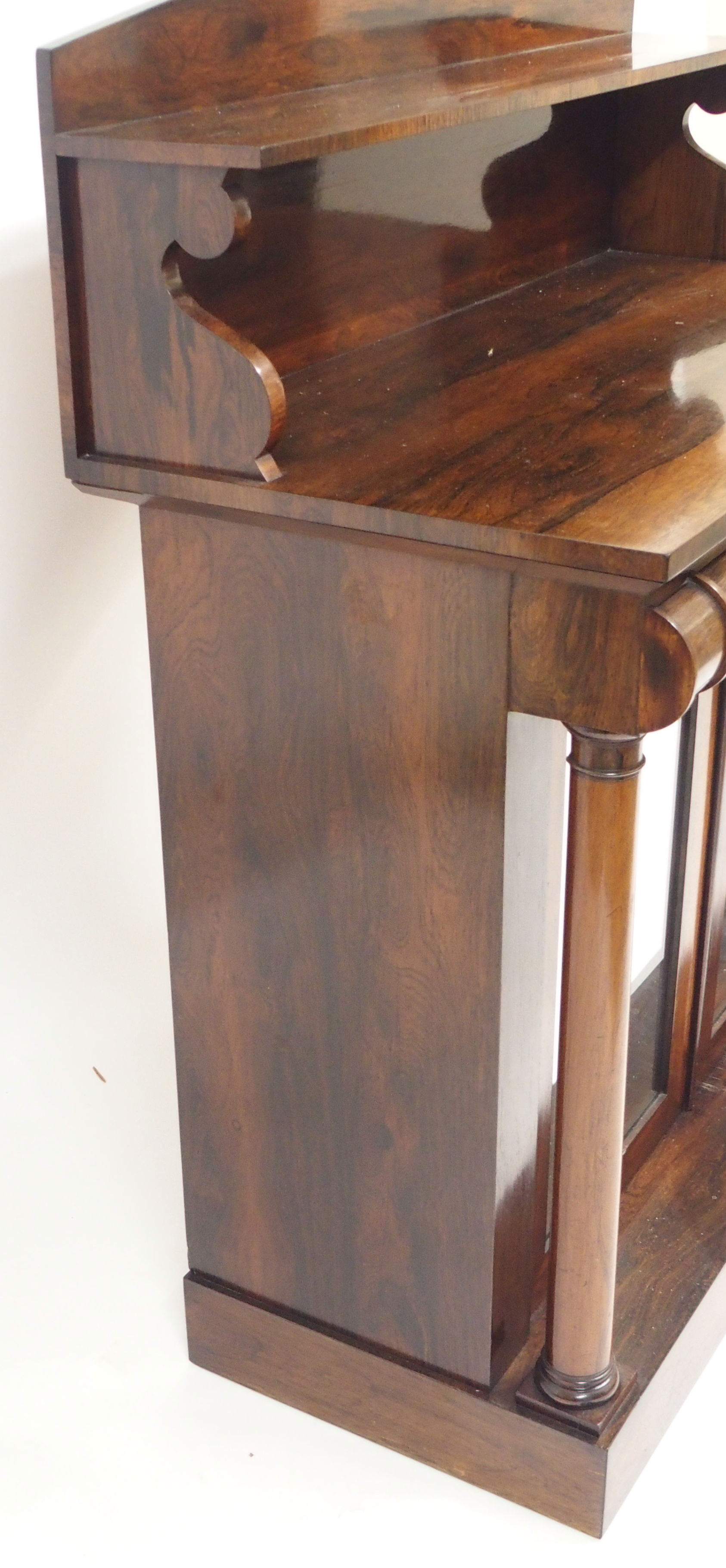 A VICTORIAN ROSEWOOD CHIFFONIER the shelf back above a curved drawer and a pair of mirrored doors, - Image 5 of 6