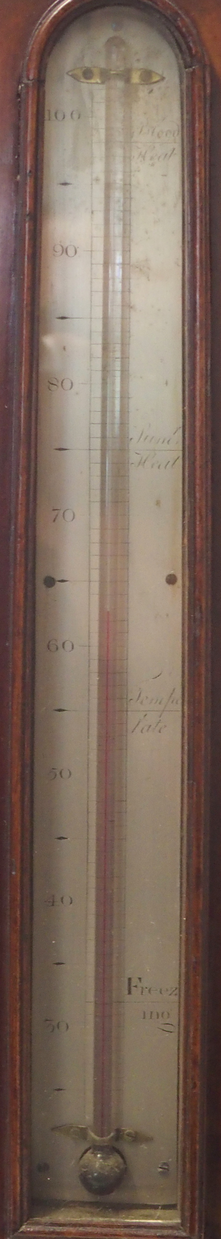 A GEORGE III MAHOGANY WHEEL BAROMETER AND THERMOMETER inscribed to Jones Birmingham, with inlaid - Image 5 of 5