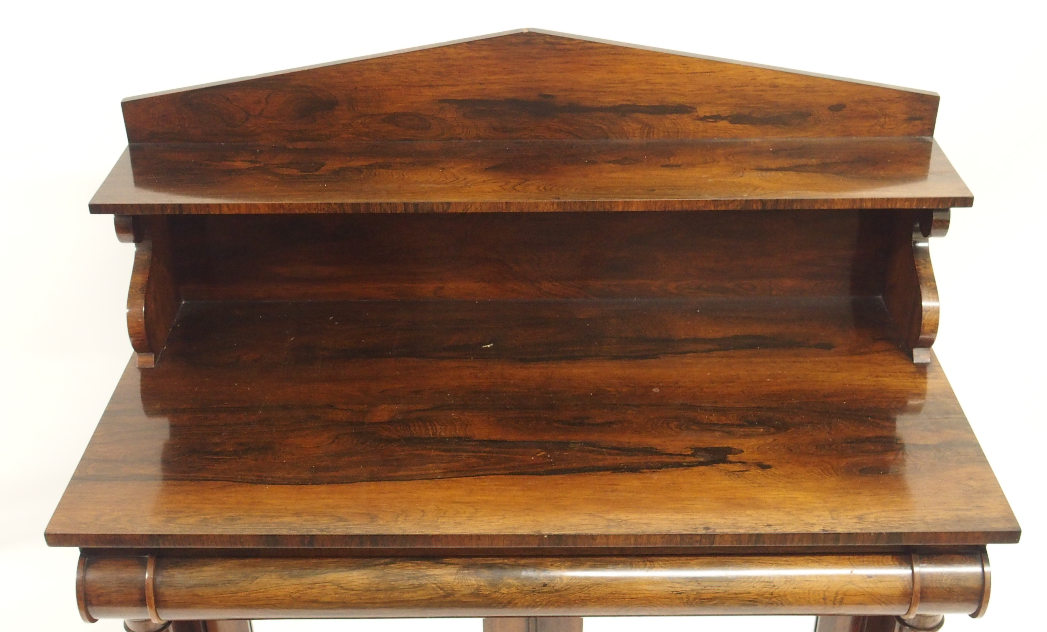 A VICTORIAN ROSEWOOD CHIFFONIER the shelf back above a curved drawer and a pair of mirrored doors, - Image 2 of 6