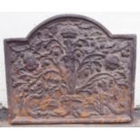 A 19TH CENTURY CAST IRON FIRE BACK with The Royal Oak Tree of King Charles, CR cypher, 73cm high and